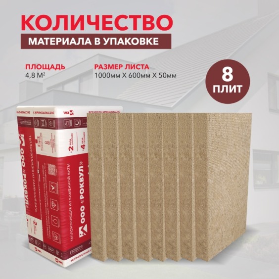 Утеплитель Rockwool Лайт Батс Экстра 1000х600х50 мм, 8 шт. уп #5