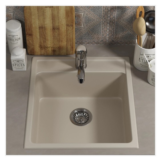 Кухонная мойка из искусственного камня Uperwood UPD-406, прямоугольная, цвет лён #4