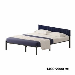 Комплект Лофт кровать 140х200 черная с темно-синим чехлом тк 09