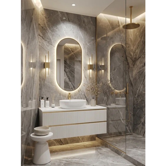 Зеркало для ванной Uperwood Next LED 50*100, бесконтактный сенсор, золотое #3