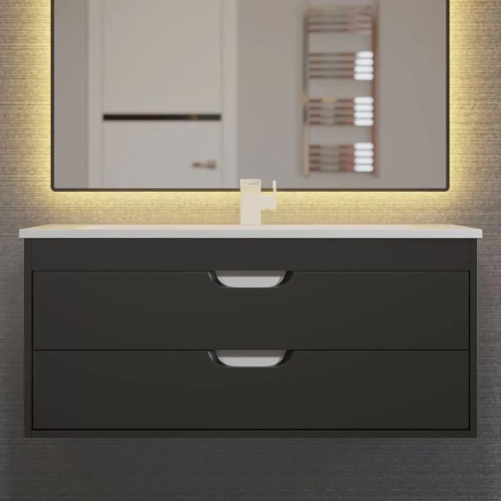 Тумба под раковину для ванной подвесная Uperwood Modul 95х44,4х55 см, черная матовая #11