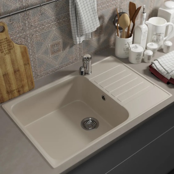 Кухонная мойка из искусственного камня Uperwood UPD-400, прямоугольная, цвет лён #5