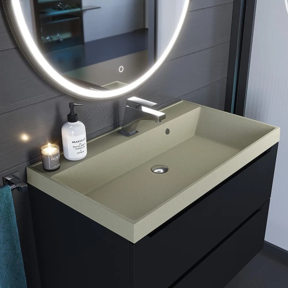 Раковина для ванной кварцевая Uperwood Classic Quartz 80х45х15 см, бежевая матовая, десерт #3