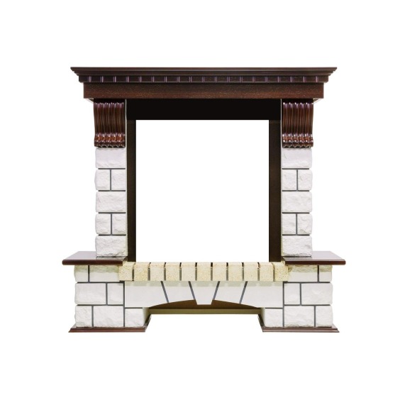 Каминокомплект Pierre Luxe угловой - Темный дуб / Белый с очагом Aspen Gold #2 Каминокомплект Pierre Luxe угловой - Темный дуб / Белый с очагом Aspen Gold #2