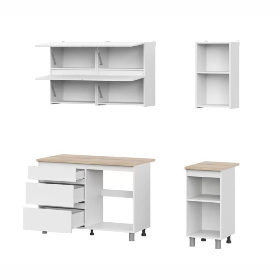 Комплект Кухонный гарнитур "Токио"; 1,6м (Серия 3) Белый текстурный/Дуб Сонома #2