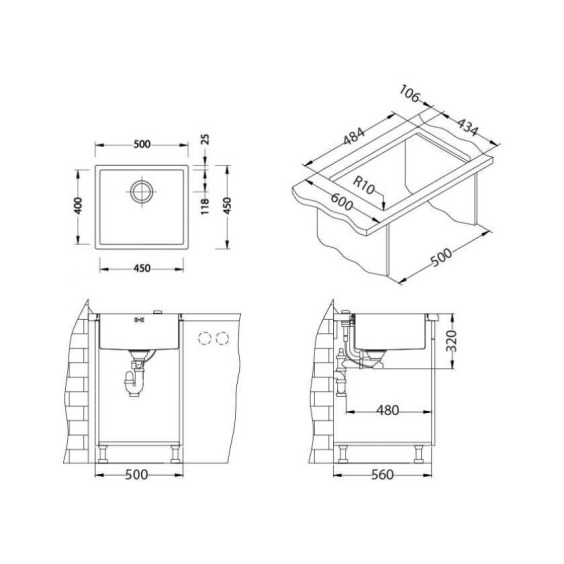 Alveus Quadrix 40 BRS-90 500X450X200 кухонная мойка #3