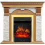 Каминокомплект Dublin - Дуб / Сланец белый с очагом Majestic FX Brass
