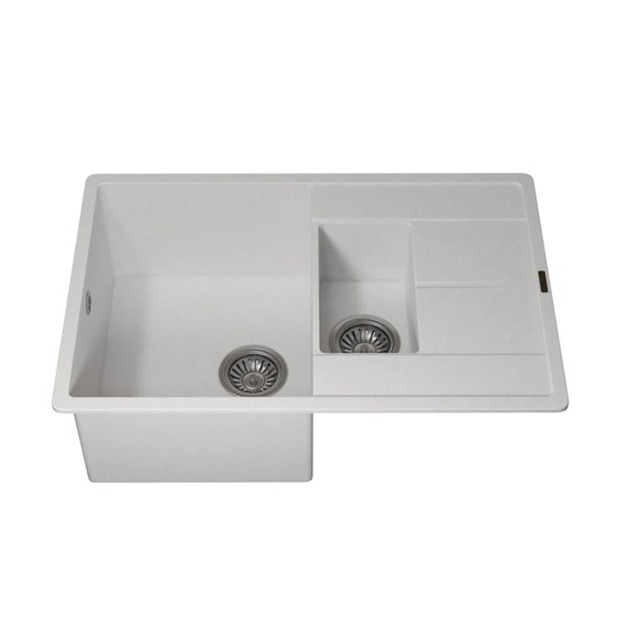 Кухонная мойка кварцевая Uperwood Quartz UPD-05-01, прямоугольная двухсекционная, белая #1