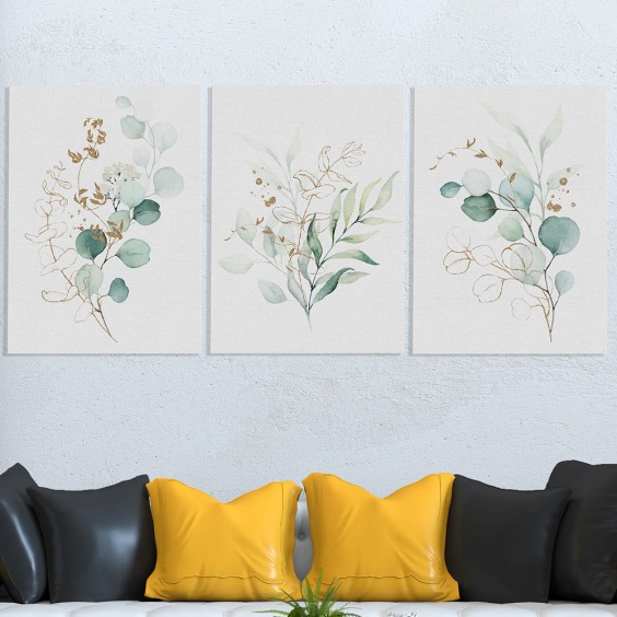 Интерьерная модульная картина "Фантомные цветы", в наборе 3 вертикальные картины, размер каждой 45х30 см, общий размер 45х90 см #6