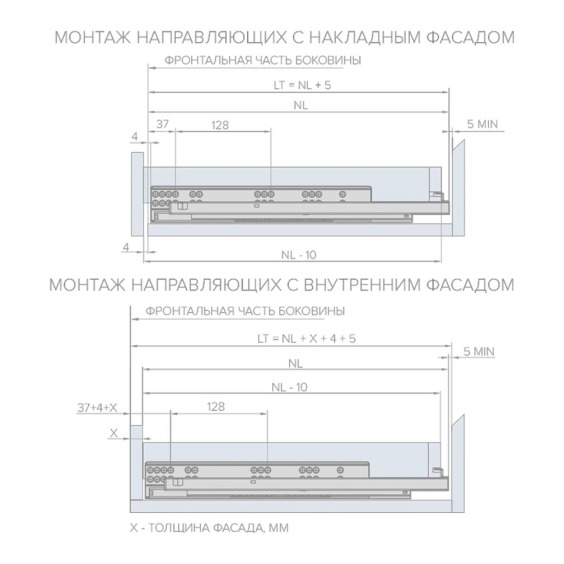 Направляющая скрытого монтажа AQ Stealth s-push под штангу круг (ДСП до 16 мм), L=500 мм #2 Направляющая скрытого монтажа AQ Stealth s-push под штангу круг (ДСП до 16 мм), L=500 мм #2