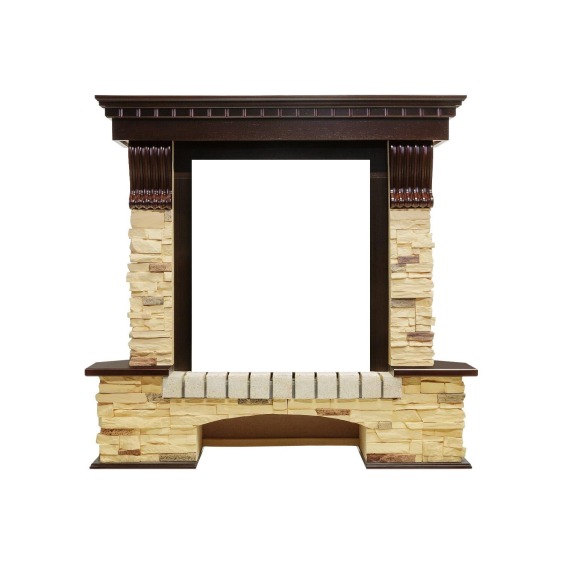 Каминокомплект Pierre Luxe угловой - Темный дуб / Сланец с очагом Aspen Gold #2