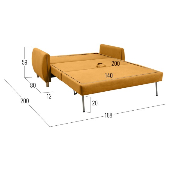 Прямой диван Дели Горчичный, велюр, 1680х800х900 мм #10