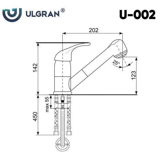 Смеситель для кухни Ulgran U-002-344, цвет ультра-черный #2