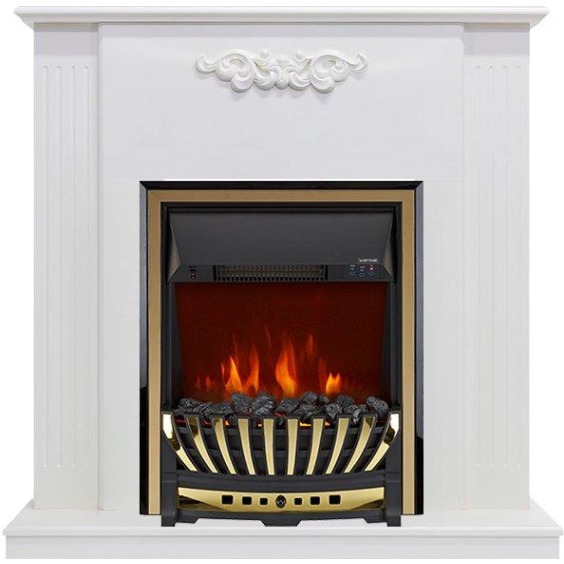 Каминокомплект Lumsden - Белый дуб с очагом Aspen Gold #1