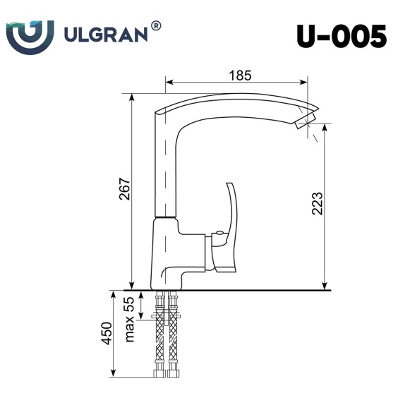 Смеситель для кухни Ulgran U-005-342, цвет графитовый #2