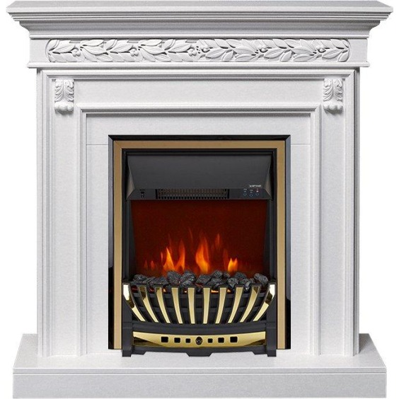 Каминокомплект Valletta - Белый (Ширина 1040 мм) с очагом Aspen Gold #1