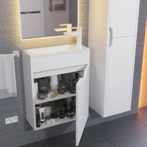 Тумба под раковину для ванной подвесная Uperwood Modul 50х21х60 см, белая матовая #10