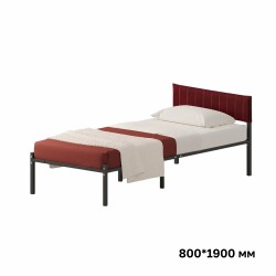 Комплект Лофт кровать 80х190 черная с бордовым чехлом тк 08