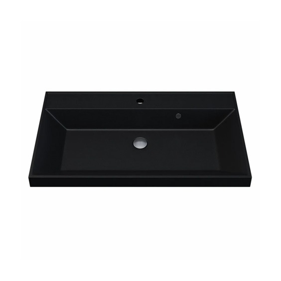 Раковина для ванной кварцевая Uperwood Classic Quartz 80х45х15 см, черная матовая, космос #1
