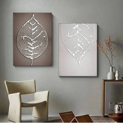 Интерьерная модульная картина "Листья" на холсте, большая, в наборе 2 вертикальные картины, размер каждой 80х50 см, общий размер 80х100 см