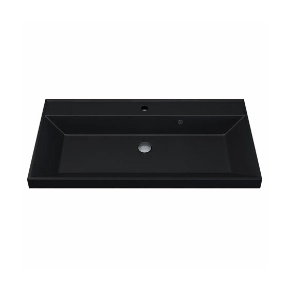 Раковина для ванной кварцевая Uperwood Classic Quartz 90х45х15 см, черная матовая, уголь #1