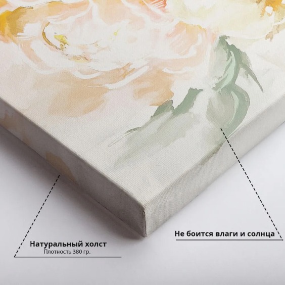 Интерьерная картина "Желтые пионы" на холсте, большая, размер 40х60 см #4