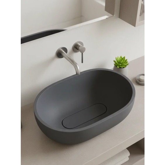 Раковина для ванной накладная Uperwood Arizona овальная, бетон, цвет графит #2