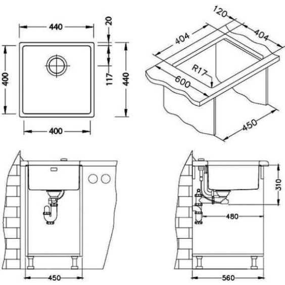 Alveus Kombino 30 SAT-90 400X400X 200 кухонная мойка #4