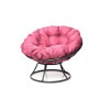 Комплект кресло Папасан без ротанга серое, розовая подушка