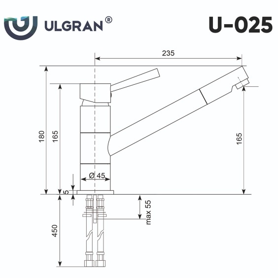 Смеситель для кухни Ulgran U-025-341, ультра-белый #3