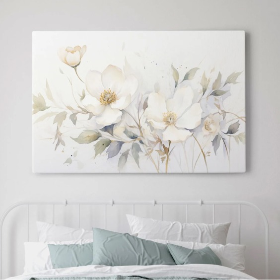 Интерьерная картина "Цветы в акварели" на холсте, большая, размер 60х90 см #1