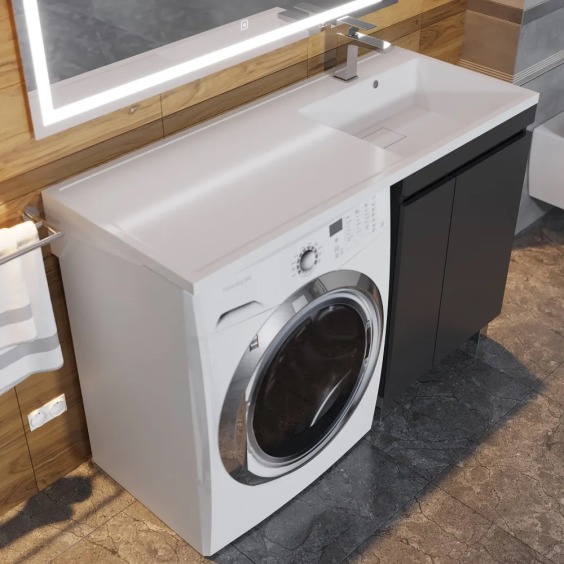 Тумба под стиральную машину напольная Uperwood Magenta 45х50х76,5 см, черная, с дверцами #6