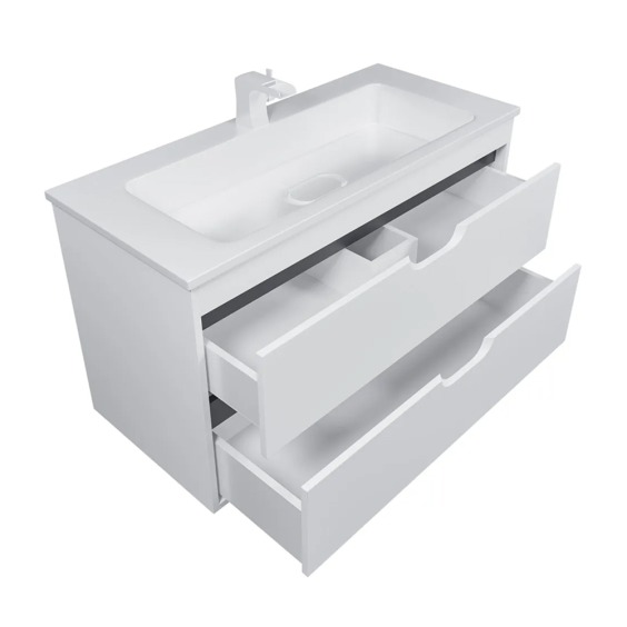 Тумба с раковиной для ванной подвесная Uperwood Modul 97х45х57 см, белая/графит #3