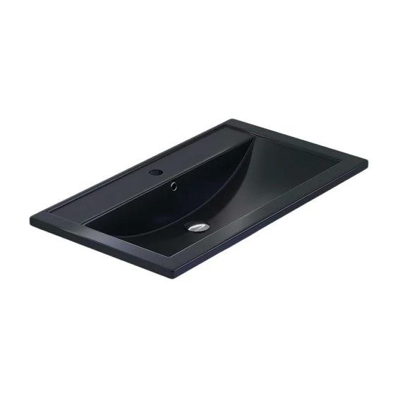 Раковина для ванной кварцевая Uperwood Foster Quartz 80х45,5х17,5 см, черная матовая, уголь #2
