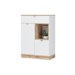 Комод 1 ящик Юкки КМ 800 (800х1118х450) Фасад Белый/Корпус Дуб делано
