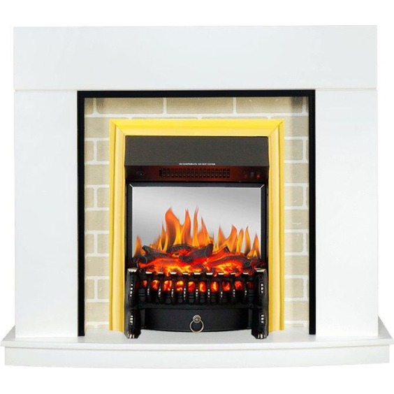 Каминокомплект Montana - Белый с очагом Fobos FX M Brass #1