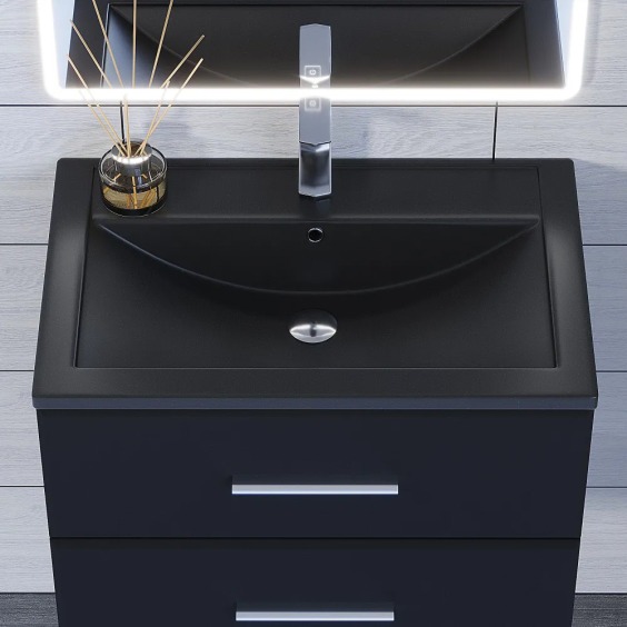 Раковина для ванной кварцевая Uperwood Foster Quartz 70х45,5х17,5 см, черная матовая, космос #4