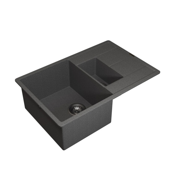 Кухонная мойка кварцевая Uperwood Quartz UPD-05-03, прямоугольная двухсекционная, серая #2