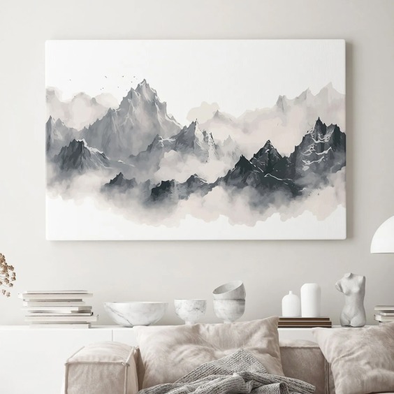 Интерьерная картина "Тени гор" на холсте, большая, размер 60 на 90 см #1 Интерьерная картина "Тени гор" на холсте, большая, размер 60 на 90 см #1