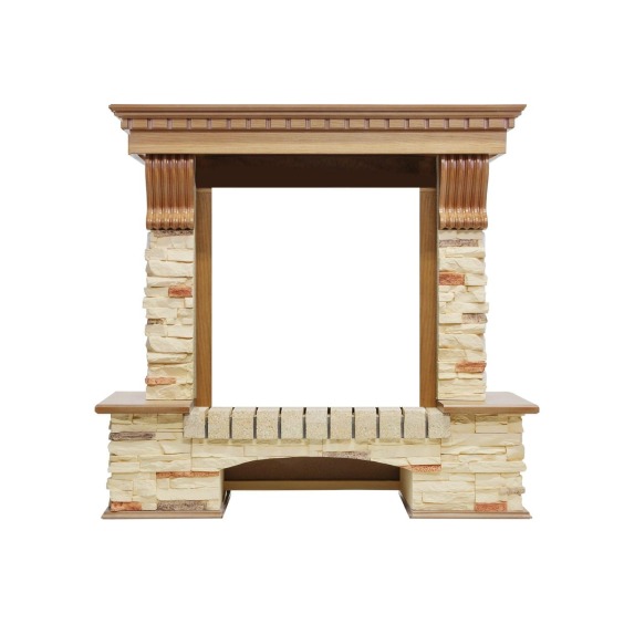 Каминокомплект Pierre Luxe - Дуб / Сланец с очагом Aspen Gold #2 Каминокомплект Pierre Luxe - Дуб / Сланец с очагом Aspen Gold #2