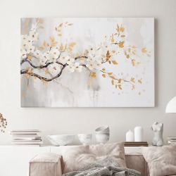Картина на стену большая на холсте интерьерная "Цветущая Сакура" 60х90 см