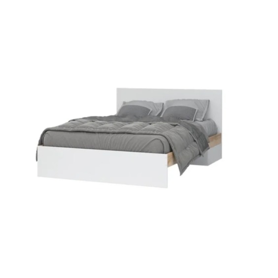 Кровать Юкки КР 1400 1.4х2.0 (1440х860х2032) Фасад Белый/Корпус Дуб делано #1