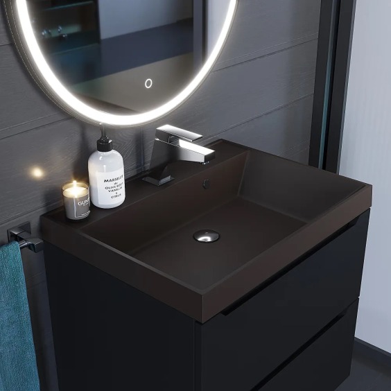 Раковина для ванной кварцевая Uperwood Classic Quartz 60х45х15 см, коричневая матовая, трюфель #3
