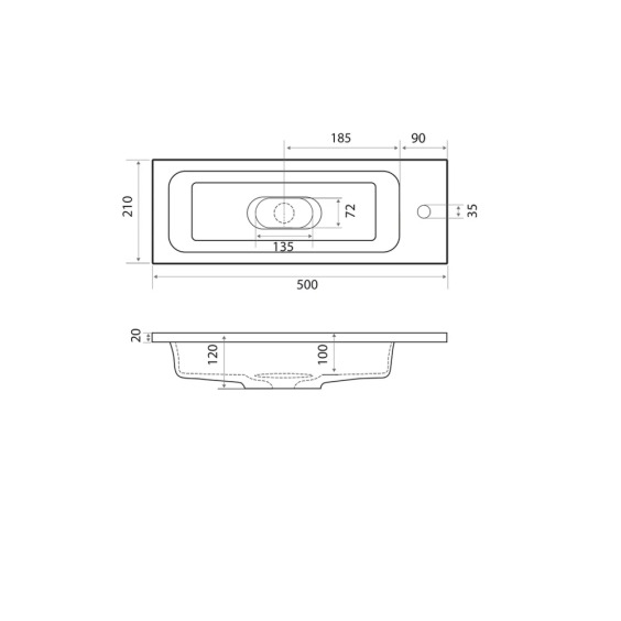 Раковина для ванной Uperwood Modul 50х21х12 см, белая глянцевая #9