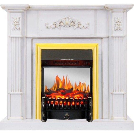 Каминокомплект Martin - Белый дуб, патина золото с очагом Fobos FX M Brass #1