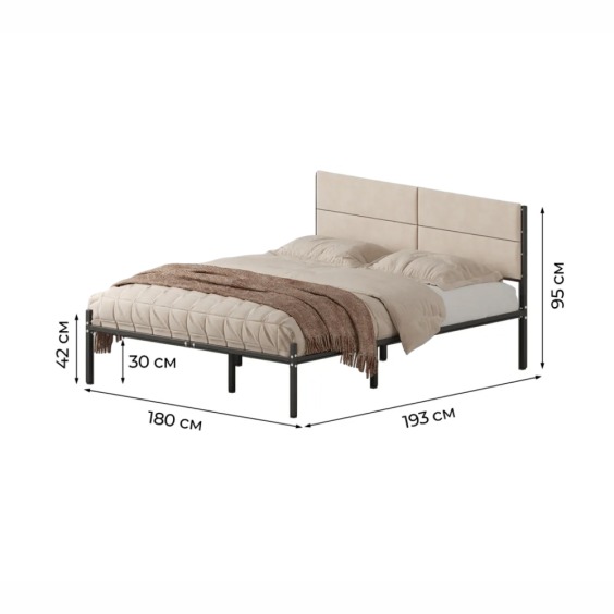 Комплект кровать Металика Б180Х190+Г4 Цвет Черный + 2 компл сп vel-RS-1-180 #1