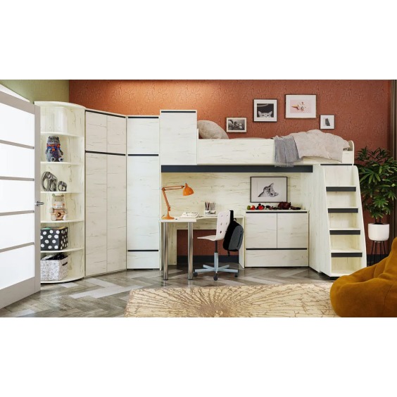 Пенал Гретта Д2С1Я Крафт белый-Антрацит #5 Пенал Гретта Д2С1Я Крафт белый-Антрацит #5