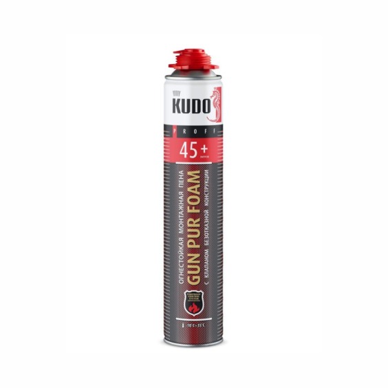 Пена монтажная полиуретановая огнестойкая Kudo Fire Proff 45+, 1л #1