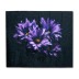 Картина "Бело-фиолетовые цветы на черном фоне" 40х40 см