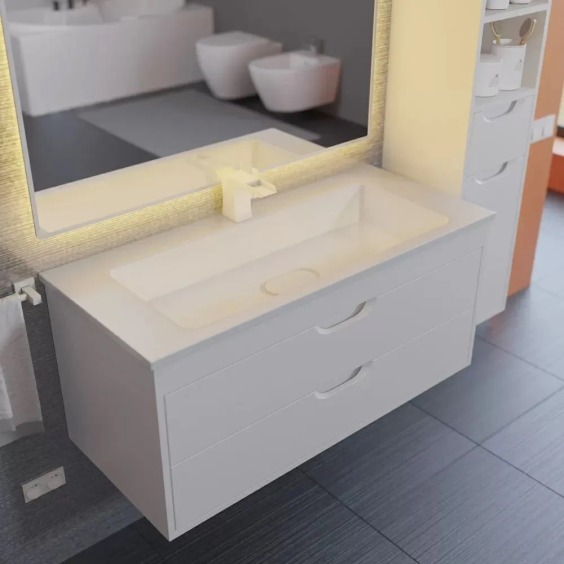 Тумба под раковину для ванной подвесная Uperwood Modul 95х44,4х55 см, белая матовая #10